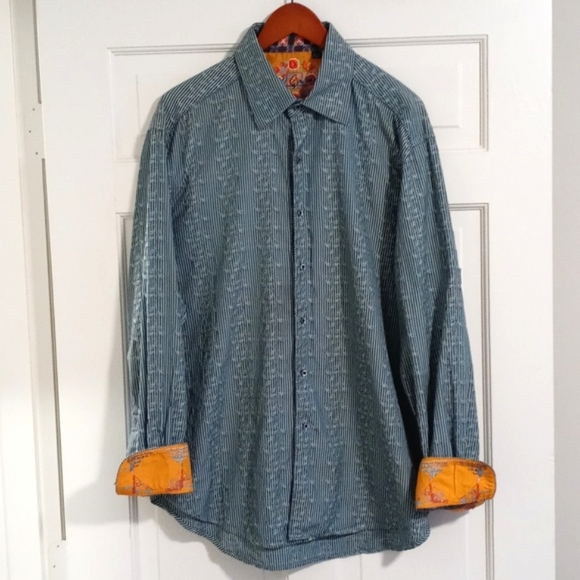 Robert Graham Other - 🧡Robert Graham🧡 - Green/Orange Embroidered L/S Button Down